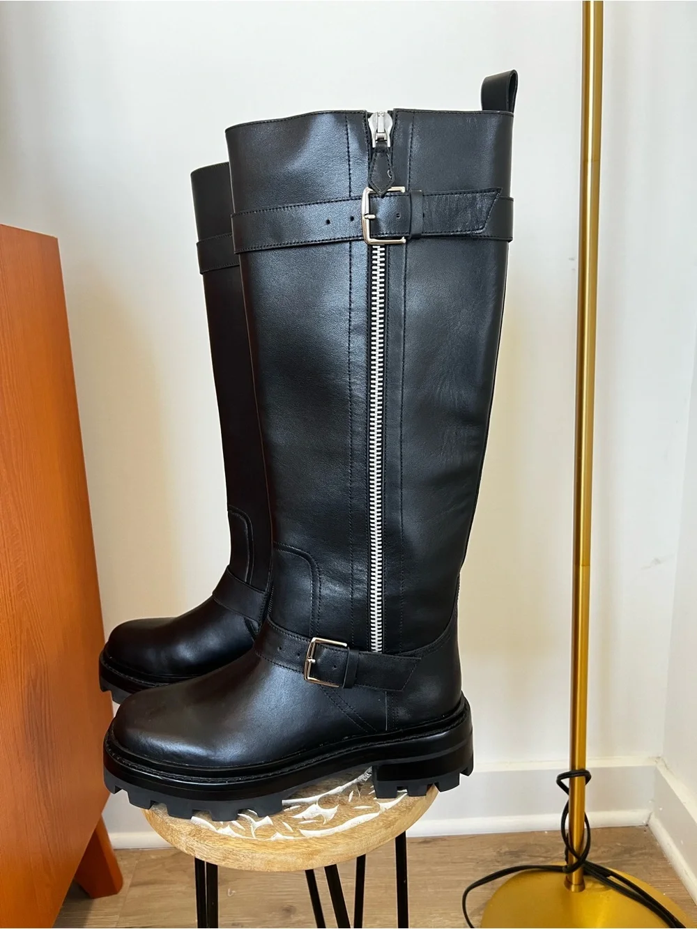 Jeffrey Campbell Just. Crush 2 sided ZipBlack Knee-High Lug Sole Boots - Women's